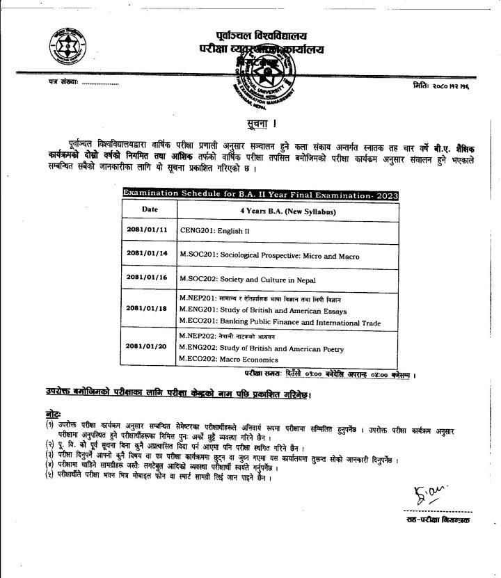 BA 2nd Year Exam Schedule Has Been Published